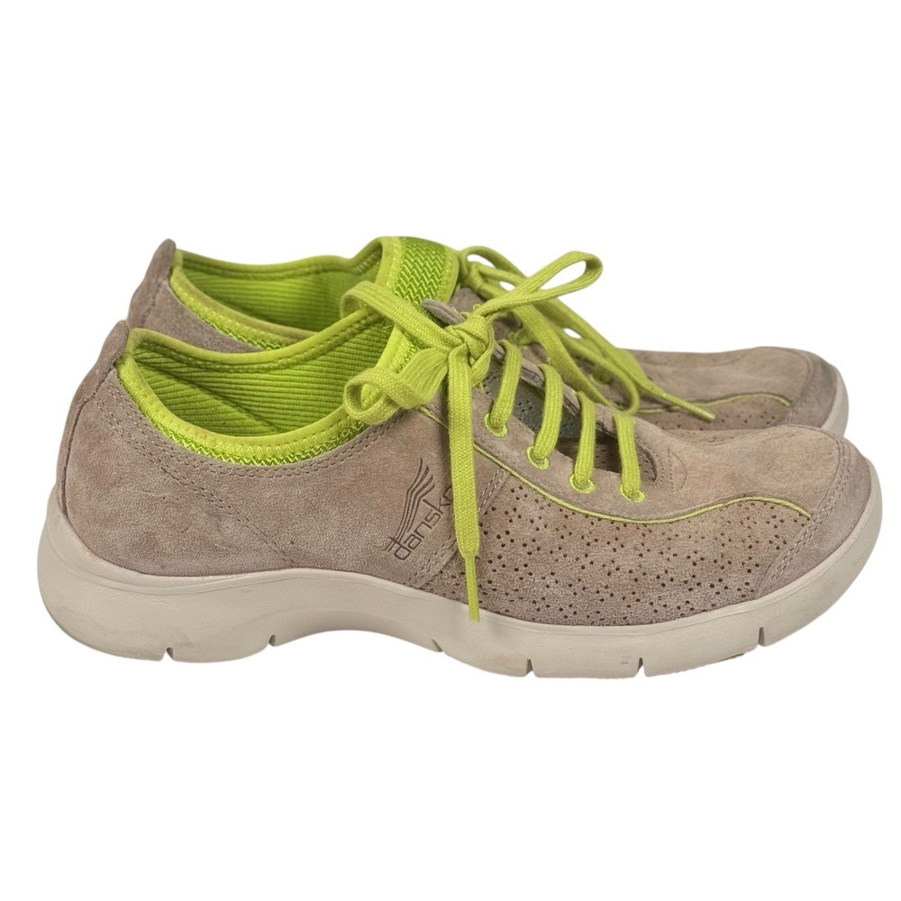 Women's Dansko Elise Shoes Sneakers Size 38‎ EU/7.5-8 US Beige Green Suede